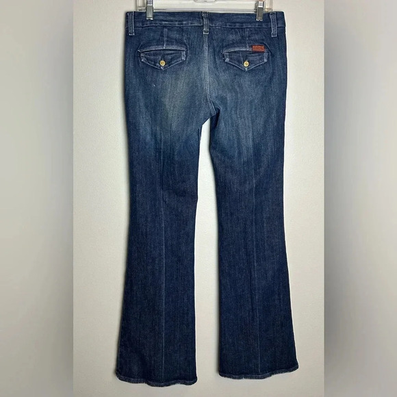 7 For All Mankind Dark Rinse Flare 30 Trouser Low Rise Y2K - Picture 7 of 16